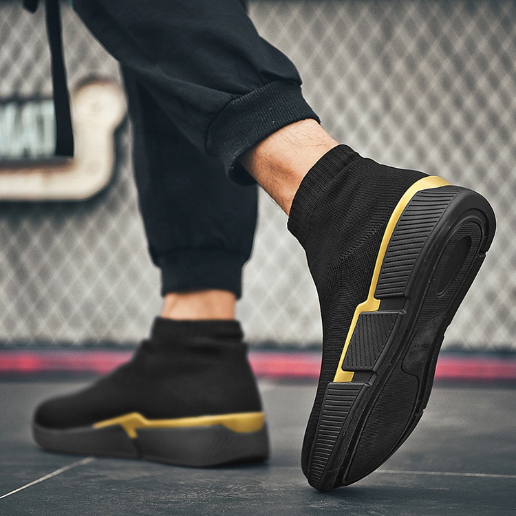 High Quality OEM Knit Custom Men Casual Black Sports Fashion Sock Sneakers Mens Short Boots Wholesale China
