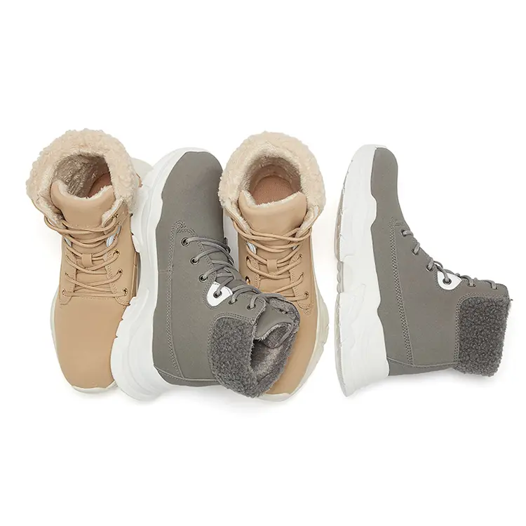 Wholesale Unisex Anti Slip Synthetic Leather Upper Comfortable Platform Shoes Fur Warm Winter Boots 2021